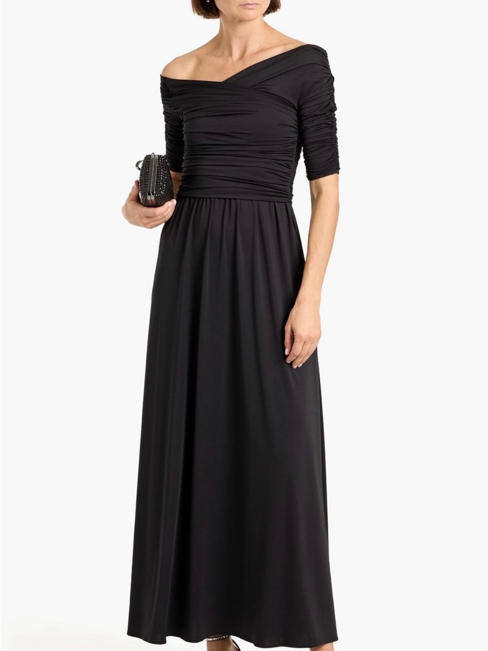 Altuzarra “ Charlotte” maxi dress features off the shoulder neck line.